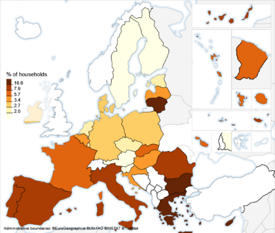 EU Energy Poverty Advisory Hub - National indicators 2022 – Inability to keep home adequately warm –map of 2021 results 