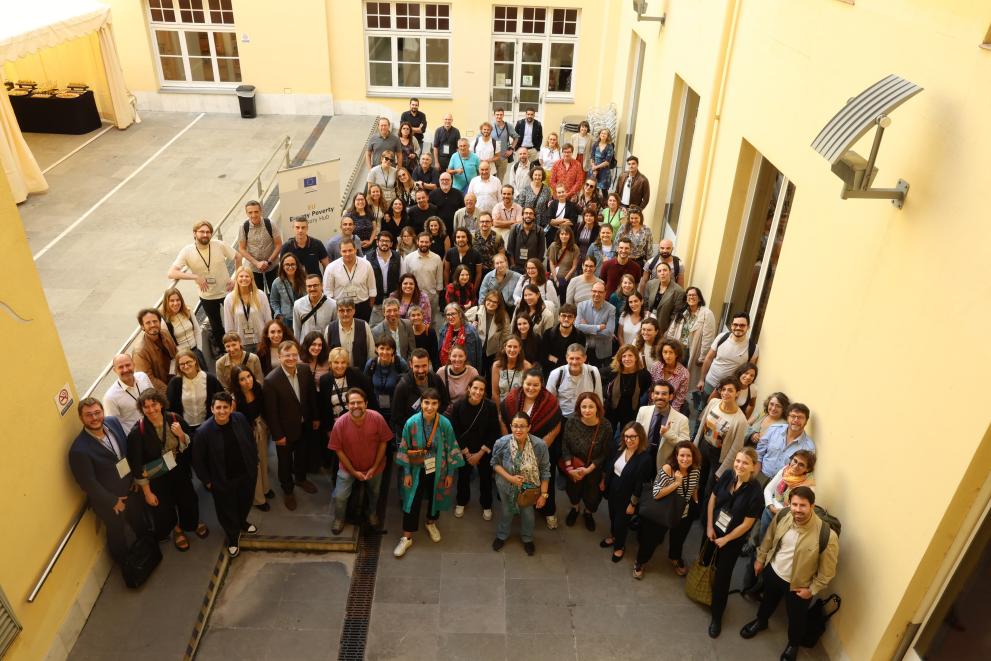 participants of conference gathered in yard